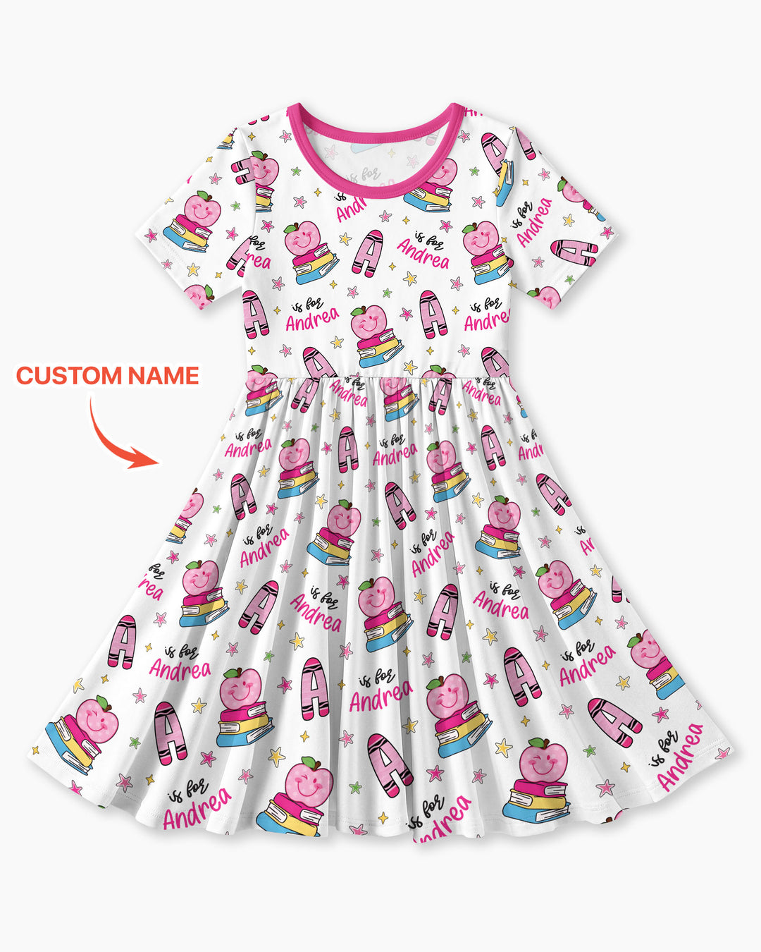 Custom Name Crayon Alphabet Bamboo Twirl Dress