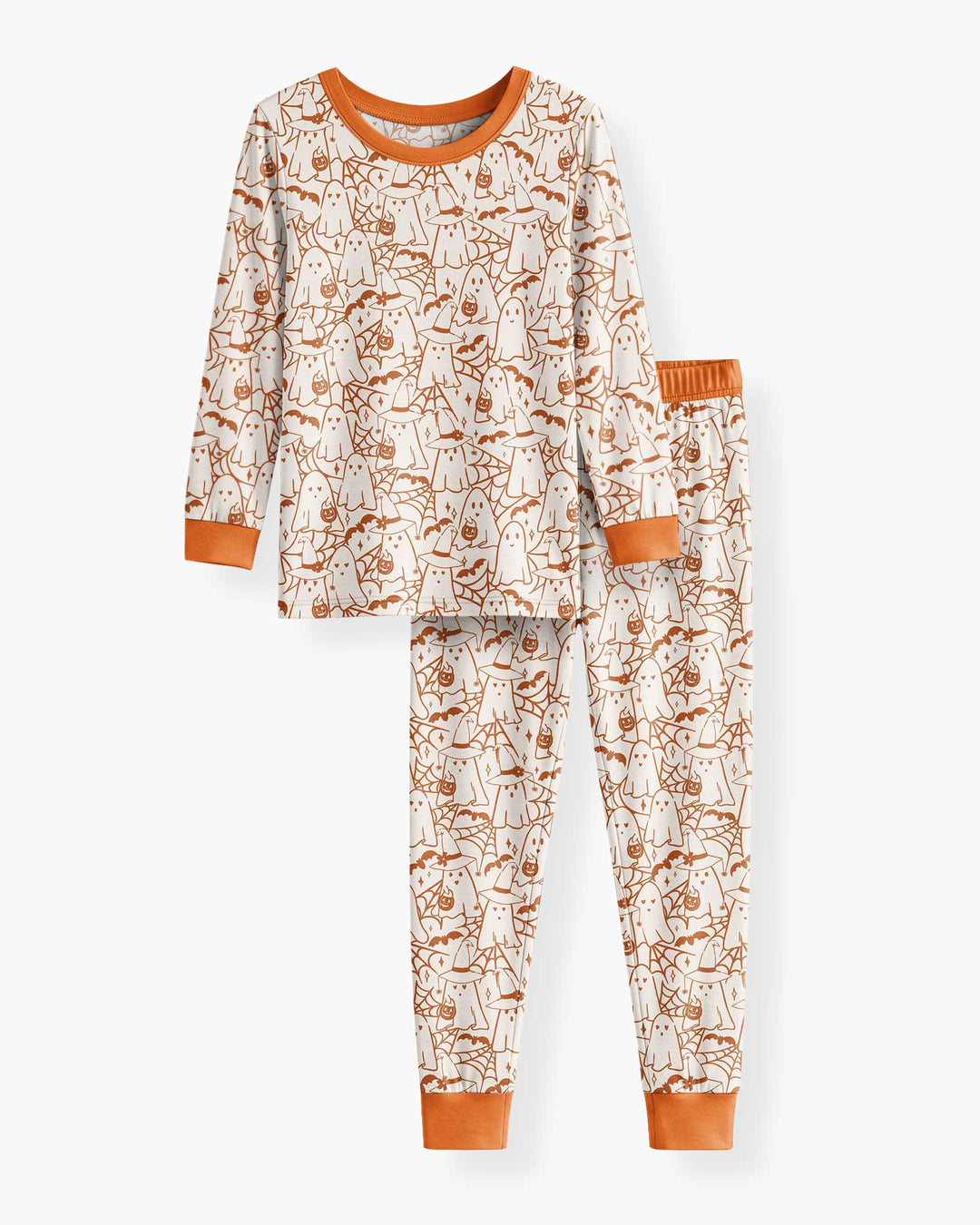 Boo Trick or Treat Ghosts Halloween Bamboo Two Piece Long Sleeve Pajama Set