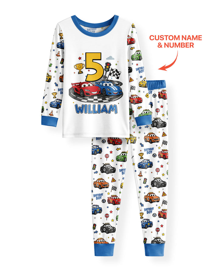 Birthday Racing Adventure Bamboo Two Piece Long Sleeve Pajama Set