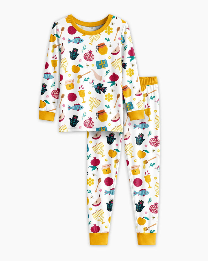 Zweiteiliges Langarm-Pyjama-Set mit Sommerfrüchten