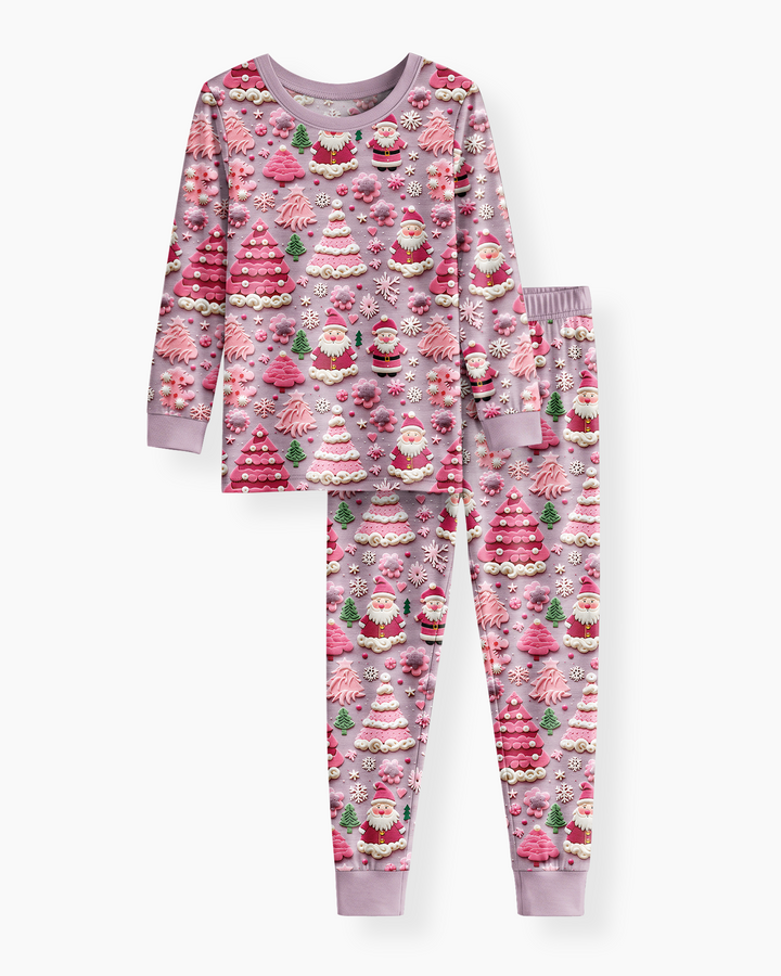 Pink Snowmen Bamboo Two Piece Long Sleeve Pajama Set