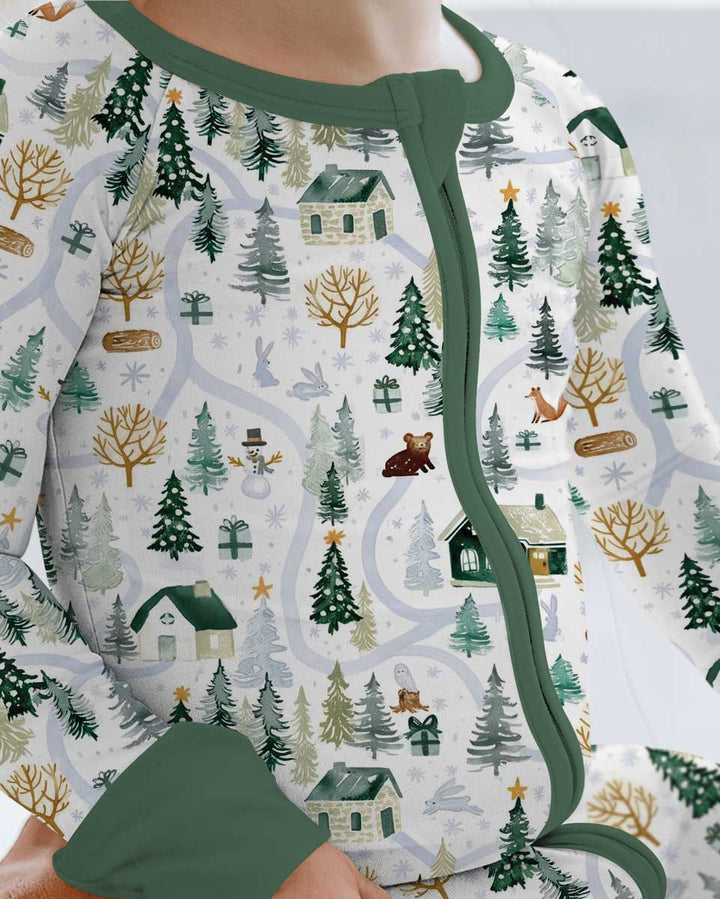 Winter Woodland Village Bamboo Convertible Zippy