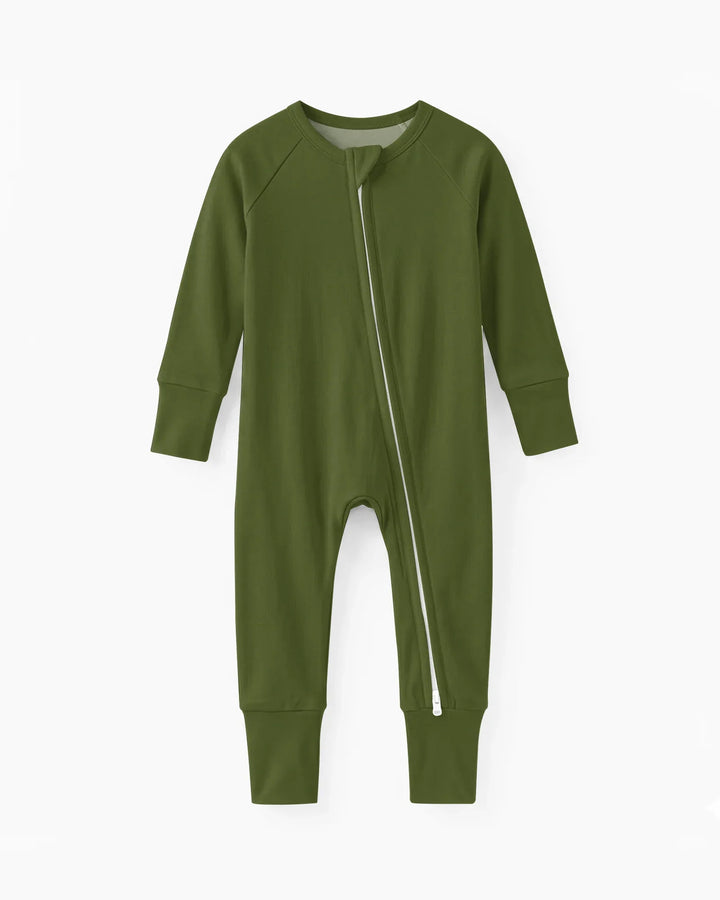 Dark Olive Green Bamboo Convertible Zippered Romper