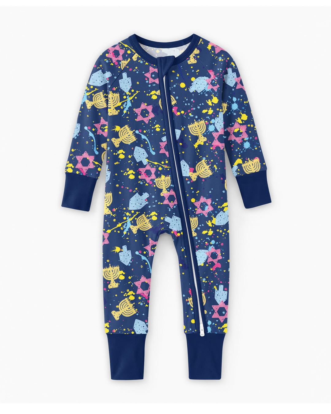 Hanukkah Family Splatter Paint  Bamboo Convertible Zippy