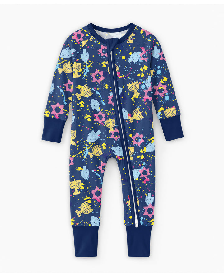 Hanukkah Family Splatter Paint  Bamboo Convertible Zippy