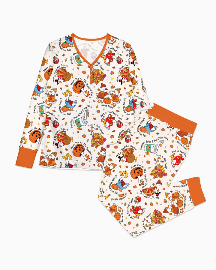 Just A Fall Goose Family Matching Bamboo Women Pajama Set