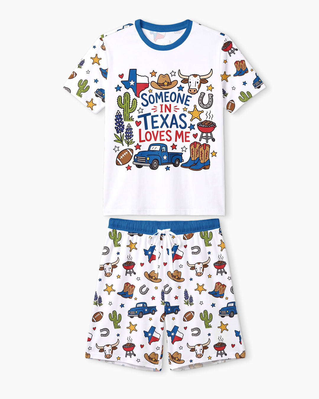 Someone in Texas Loves Me Bamboo Men Short Sleeve Short Pajama Set