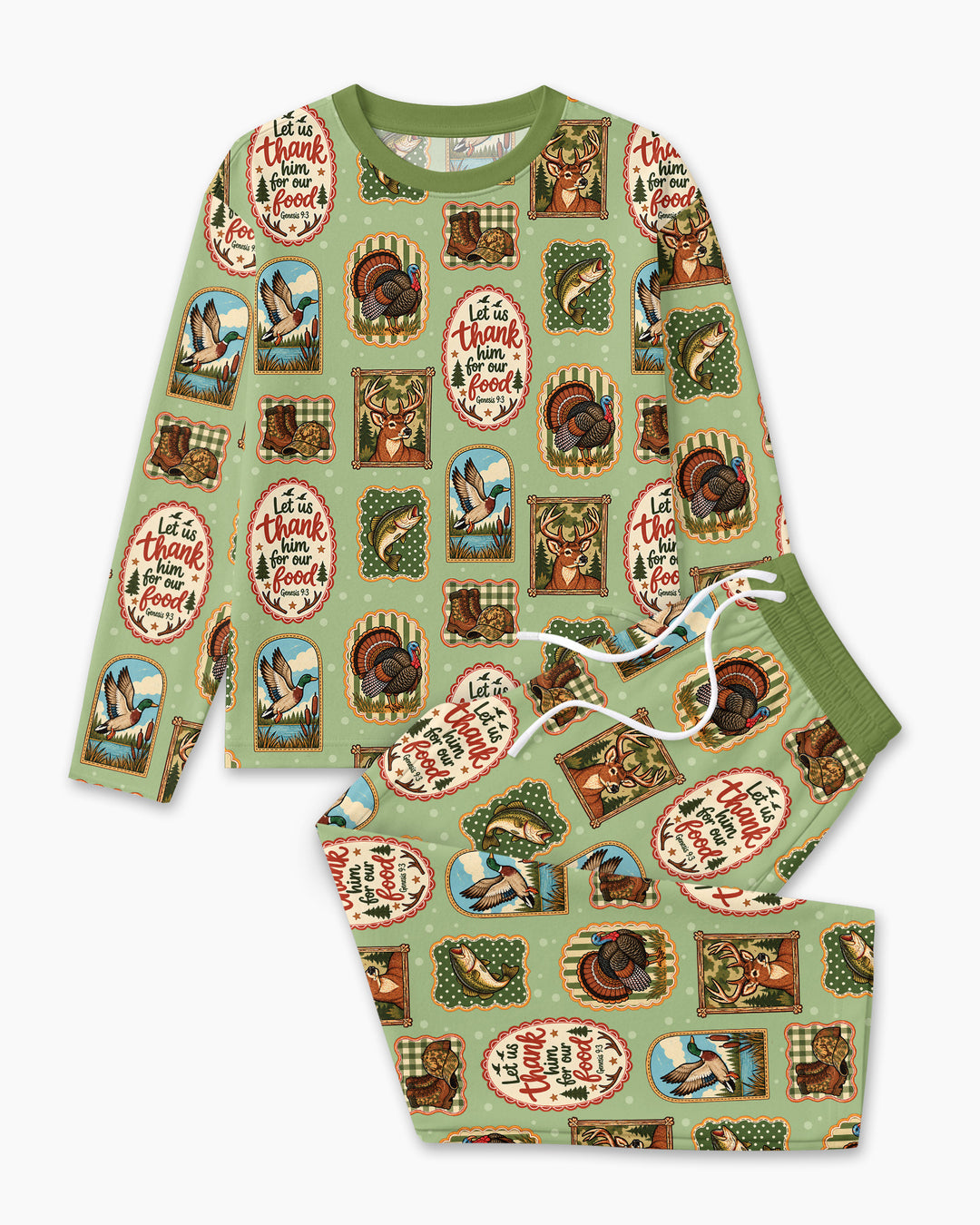 Hunting Let Us Thank Him For Our Food Bamboo Men's Pajama Set