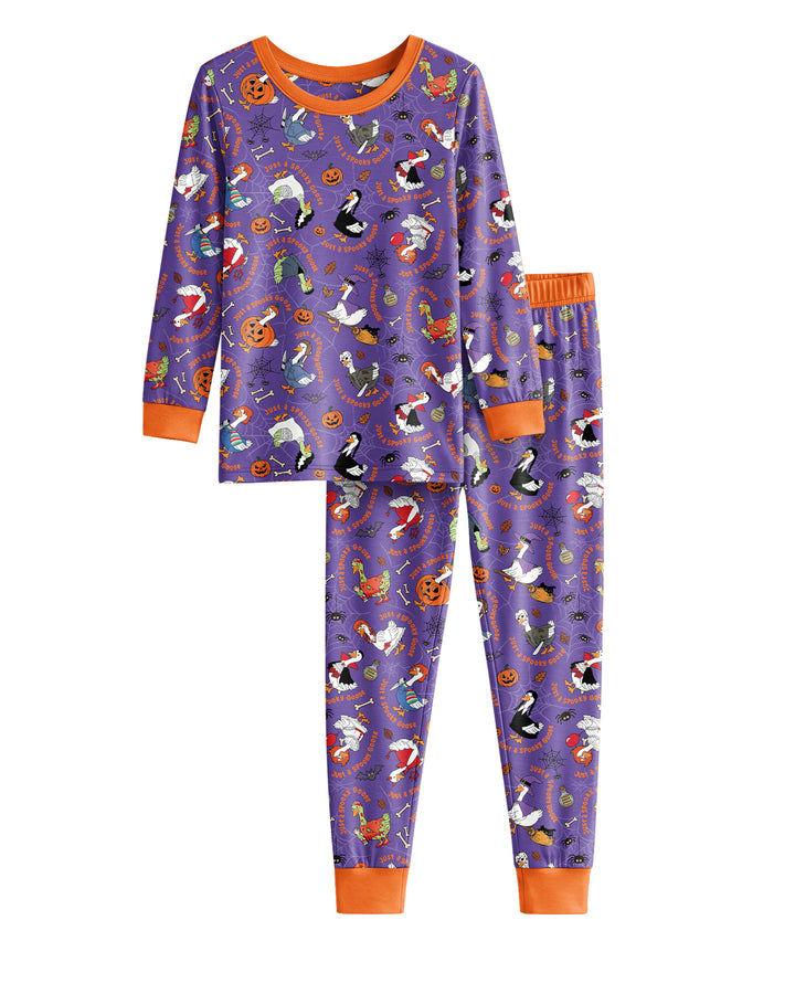 Just A Spooky Goose Family Matching Bamboo Two Piece Long Sleeve Pajama Set