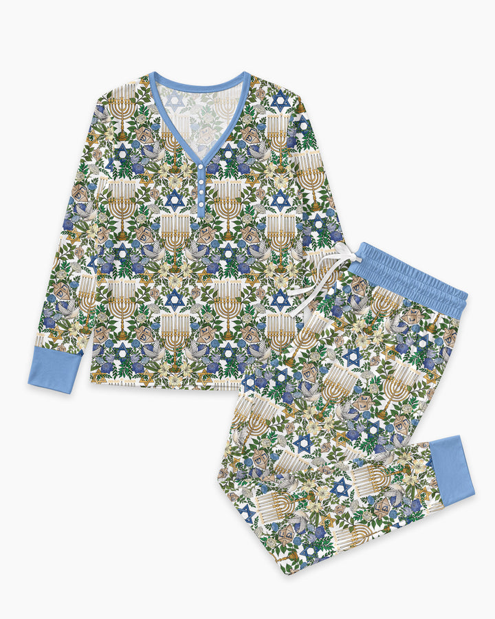 Hanukkah the Festival of Lights Mommy & Me Matching Bamboo Women Pajama Set