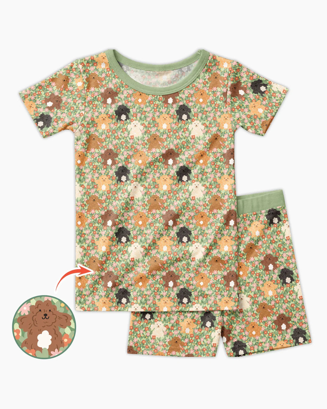 Template Zweiteiliges Pyjama-Set mit kurzen Ärmeln und Shorts