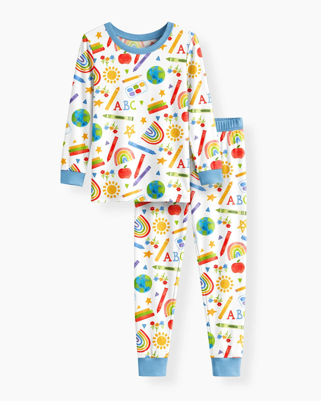 School Scribbles Bamboo Two Piece Long Sleeve Pajama Set