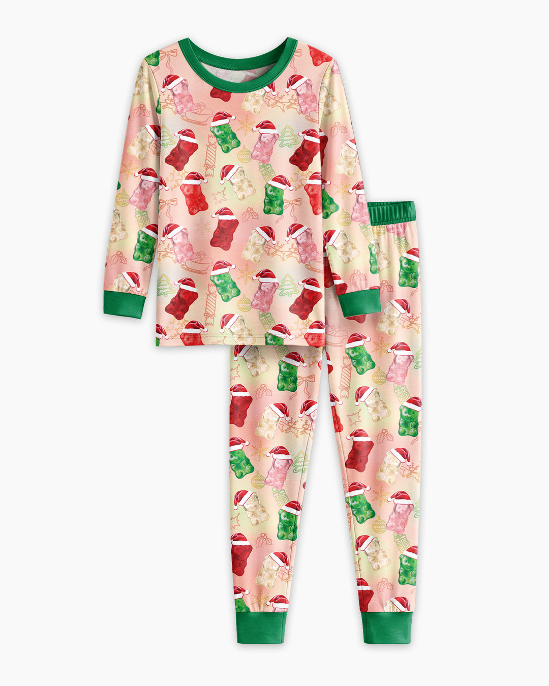 Gummy Bear Santa Christmas Bamboo Two Piece Long Sleeve Pajama Set