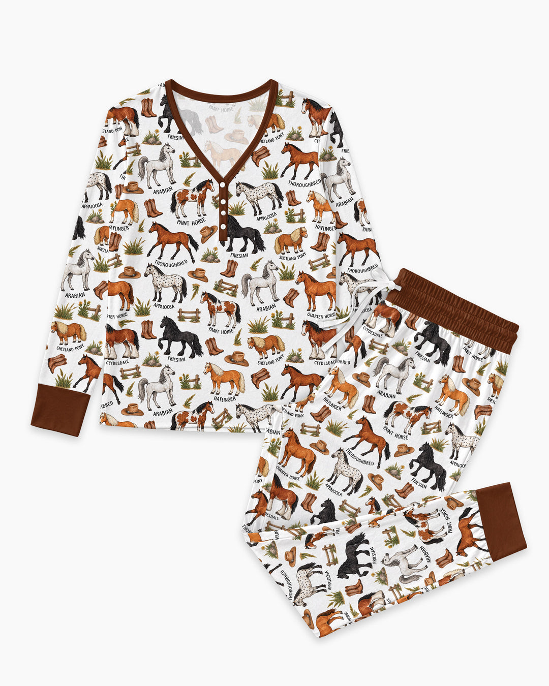 Types Of Horses Bamboo Women Pajama Set