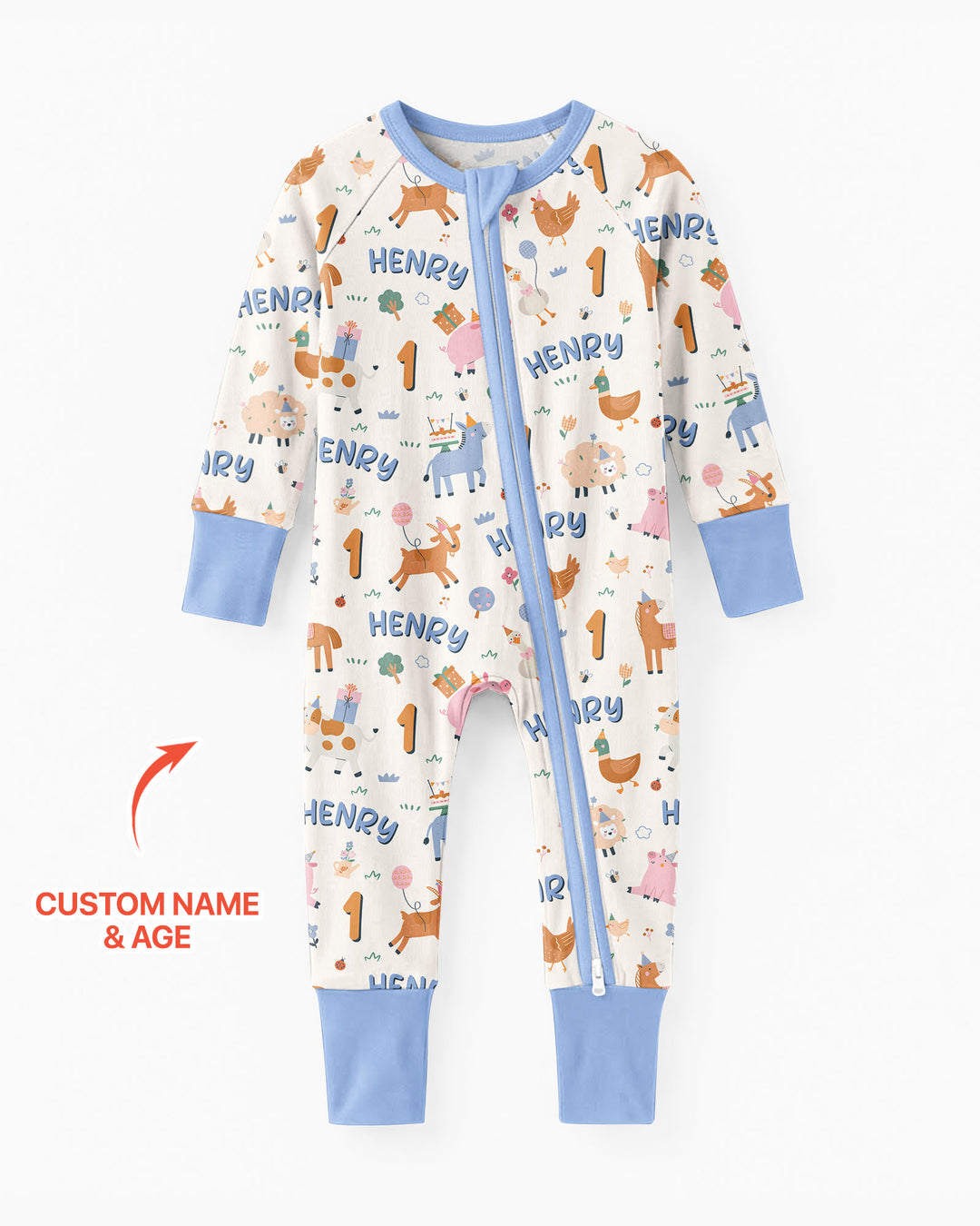 Personalized Farm Animals Birthday Bamboo Convertible Zippy