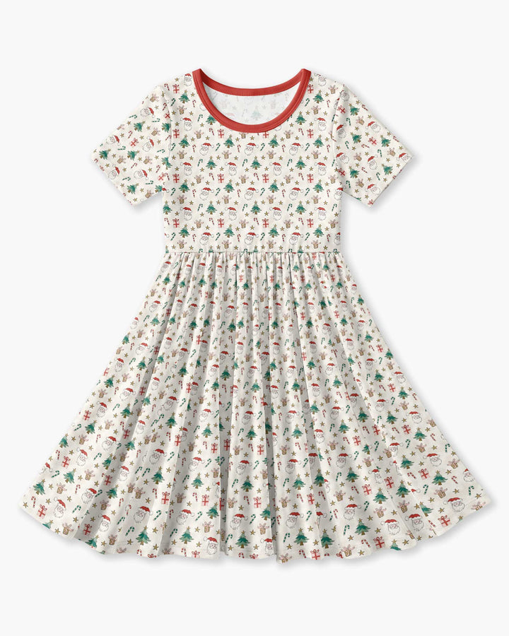 Snowy Santa Bamboo Twirl Dress