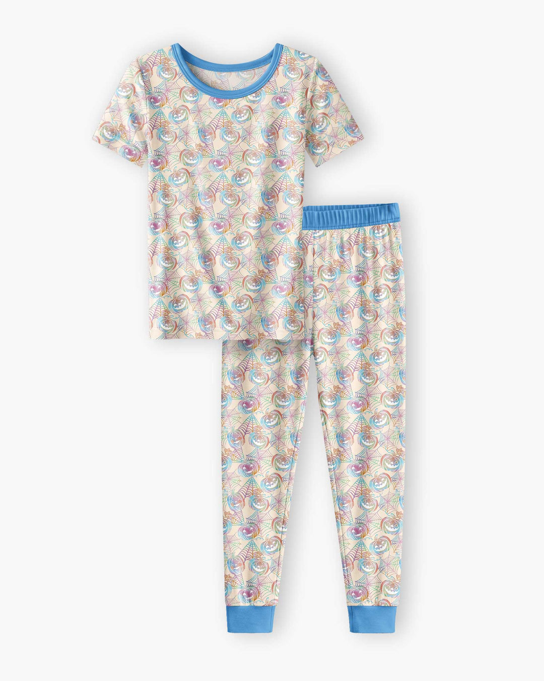 Pastel Halloween Jack O Lanterns Bamboo Two Piece Short Sleeve Pajama Set