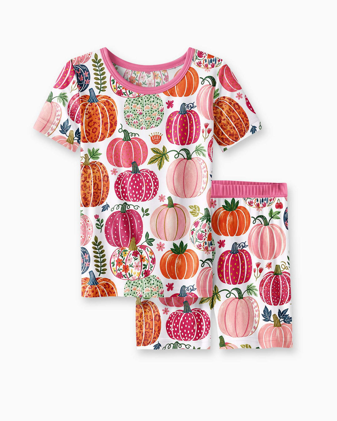 Pumpkin Patch Party Bamboo Two Piece Short Sleeve Shorts Pajama Set