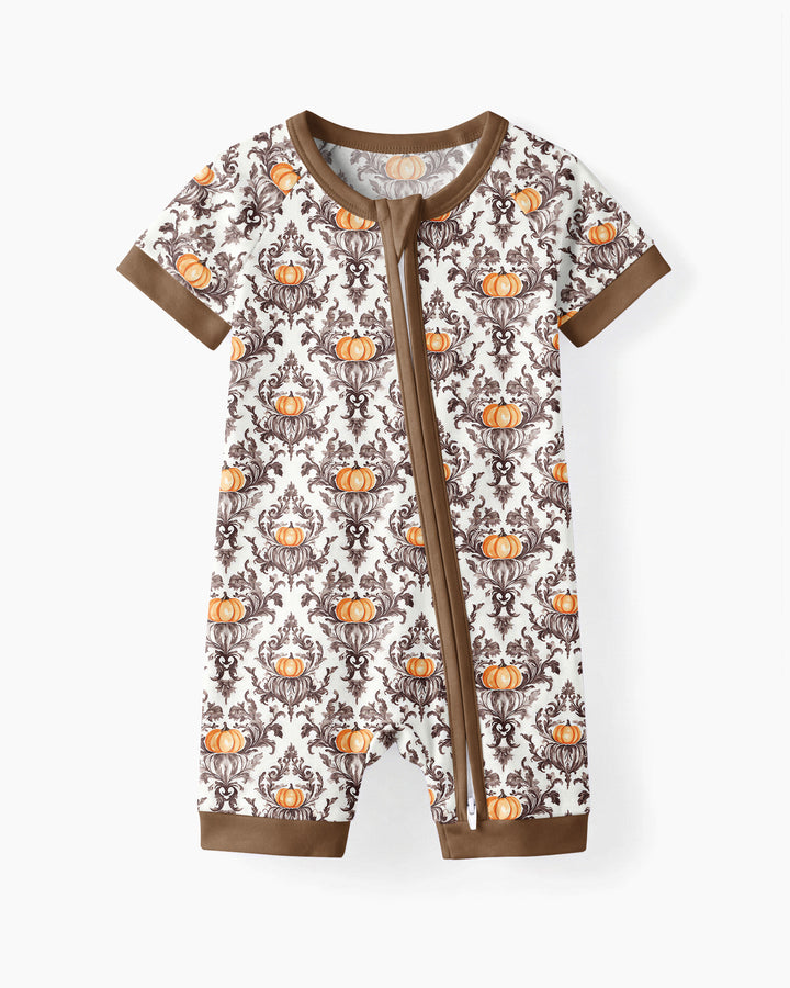 Pumpkin Toile Family Matching Bamboo Shorty Zippy