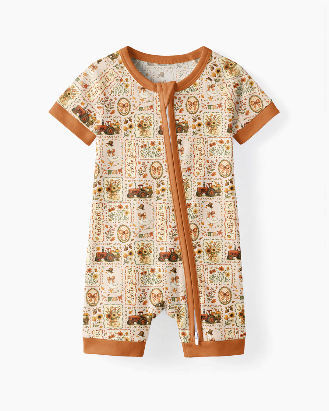 Farmhouse Fall Goose Family Matching Bamboo Shorty Zippy