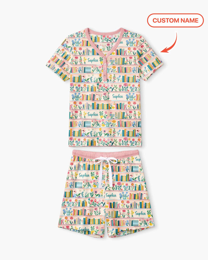 Personalized Book Lover Bamboo Women Short Sleeve Short Pajama Set