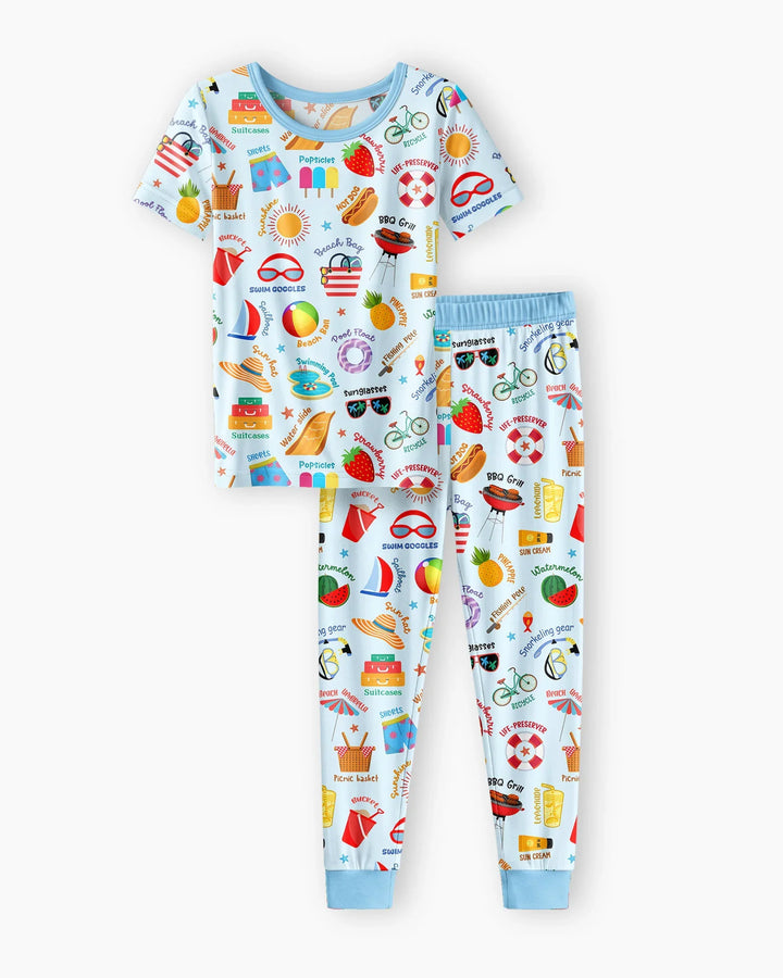 Zweiteiliges, kurzärmliges Pyjama-Set mit Marienkäfern