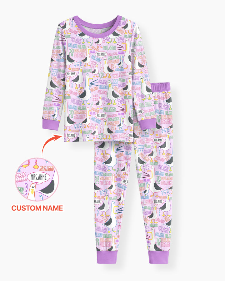 Teacher Teacher Teacher Funny Seagull Bamboo Two Piece Long Sleeve Pajama Set