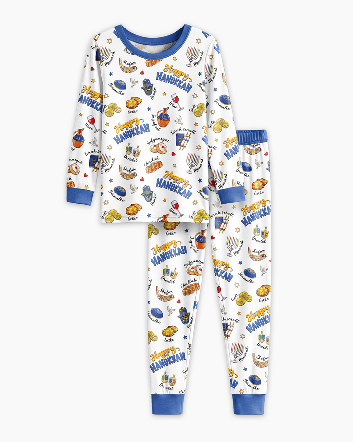 Tis The Season Hanukkah Bamboo Two Piece Long Sleeve Pajama Set