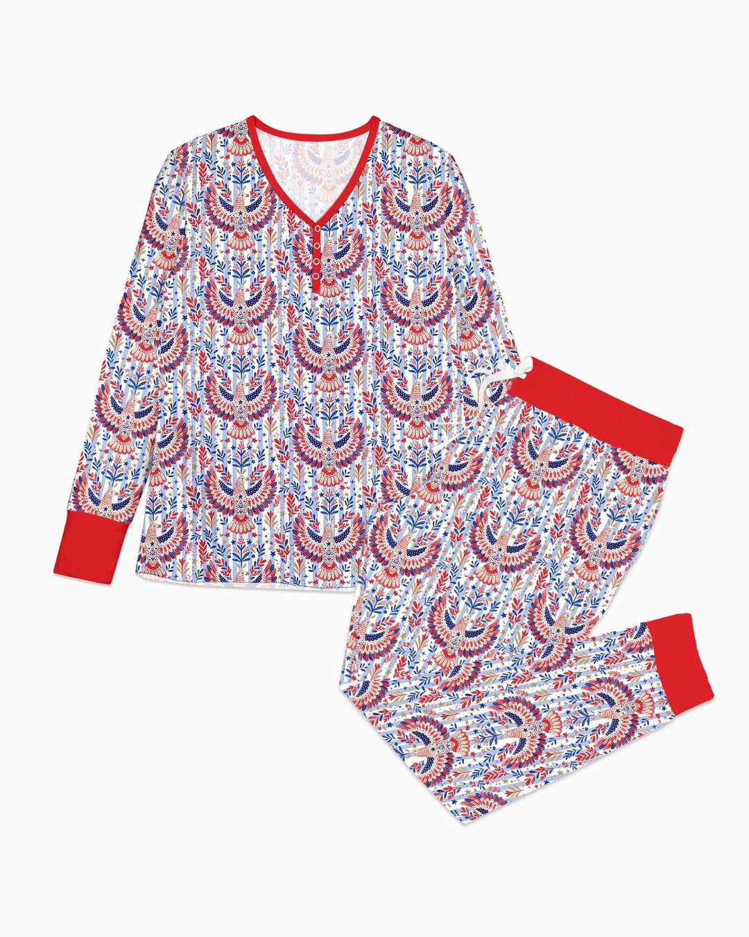 Patriotischer Adler Bambus Damen Schlafanzug Set