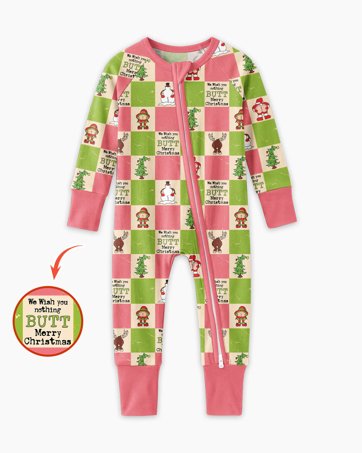 Nothing Butt Merry Christmas Checkerboard Bamboo Convertible Zippy