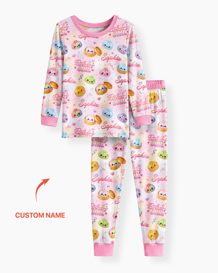 Zweiteiliges Langarm-Pyjama-Set mit Sommerfrüchten