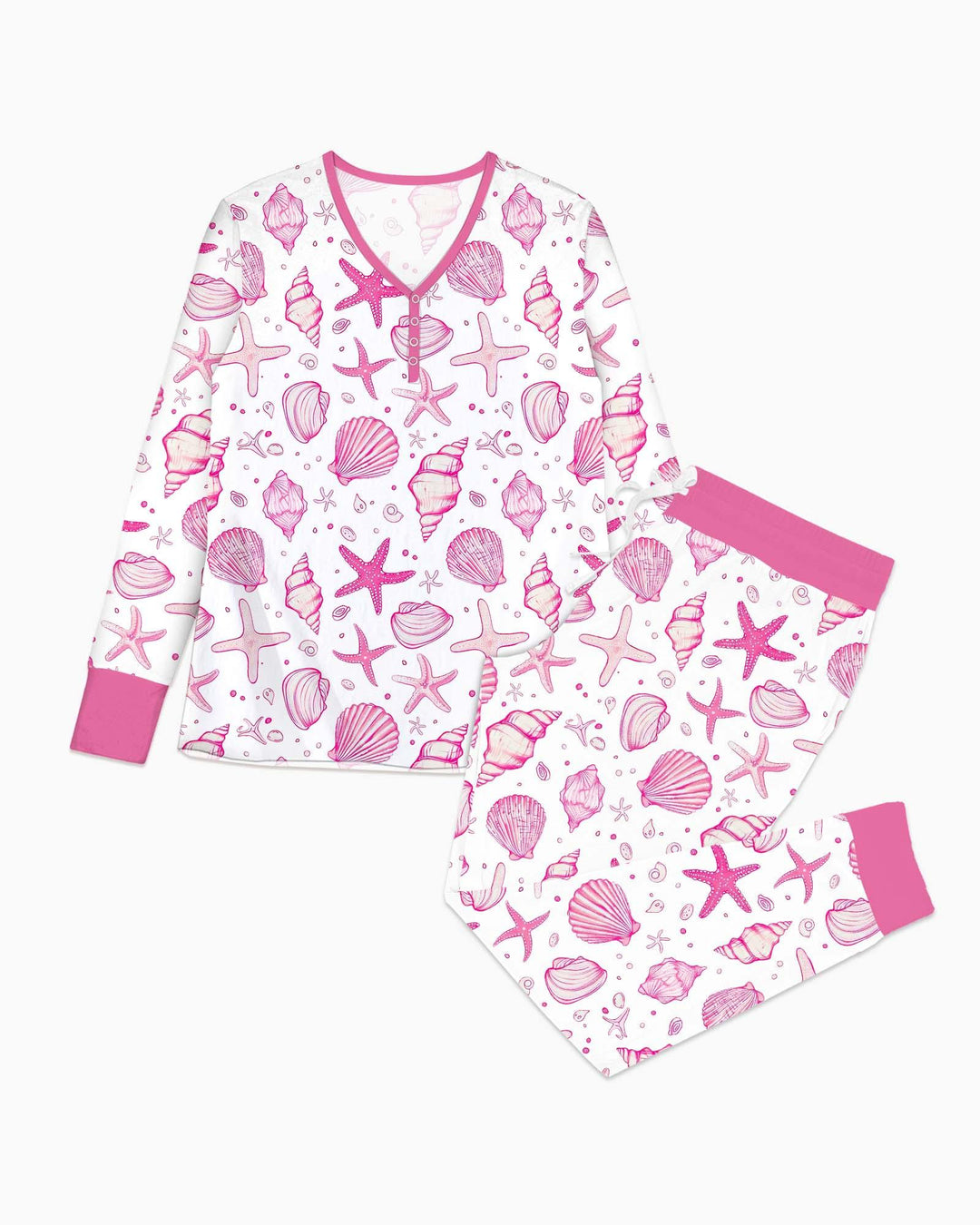 Familien-Pyjama-Set aus Bambus für Damen mit Küsten-Charme