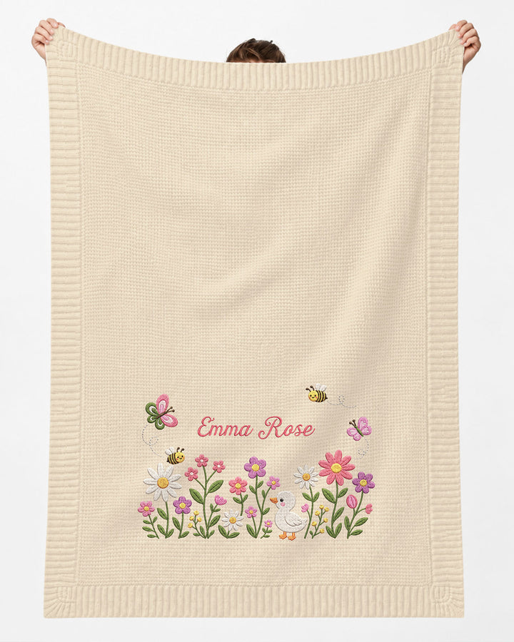 Lovely Floral Embroidered Baby Cotton Blanket