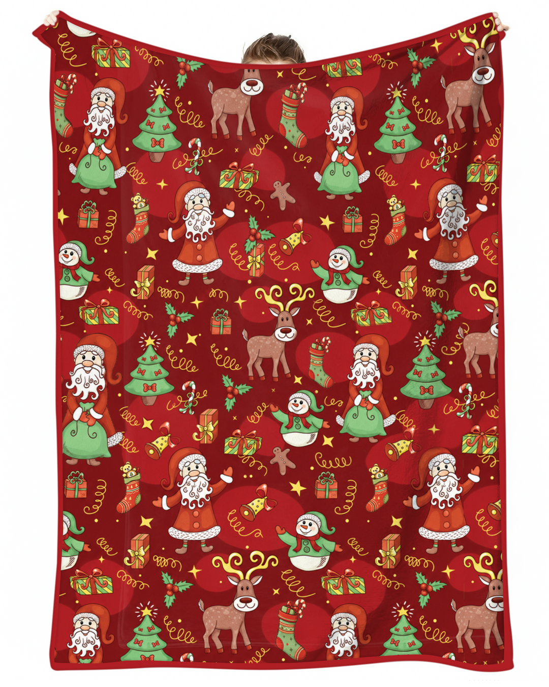 Santa Reindeer Snowflakes Bamboo Blanket