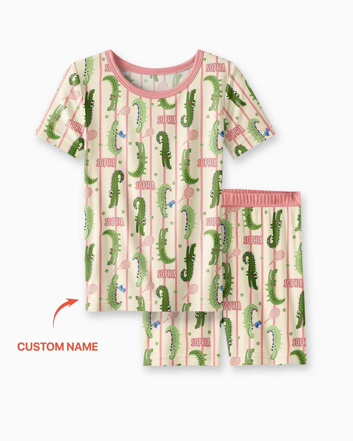Zweiteiliges Pyjama-Set mit kurzen Ärmeln und Shorts im Sommer-Design