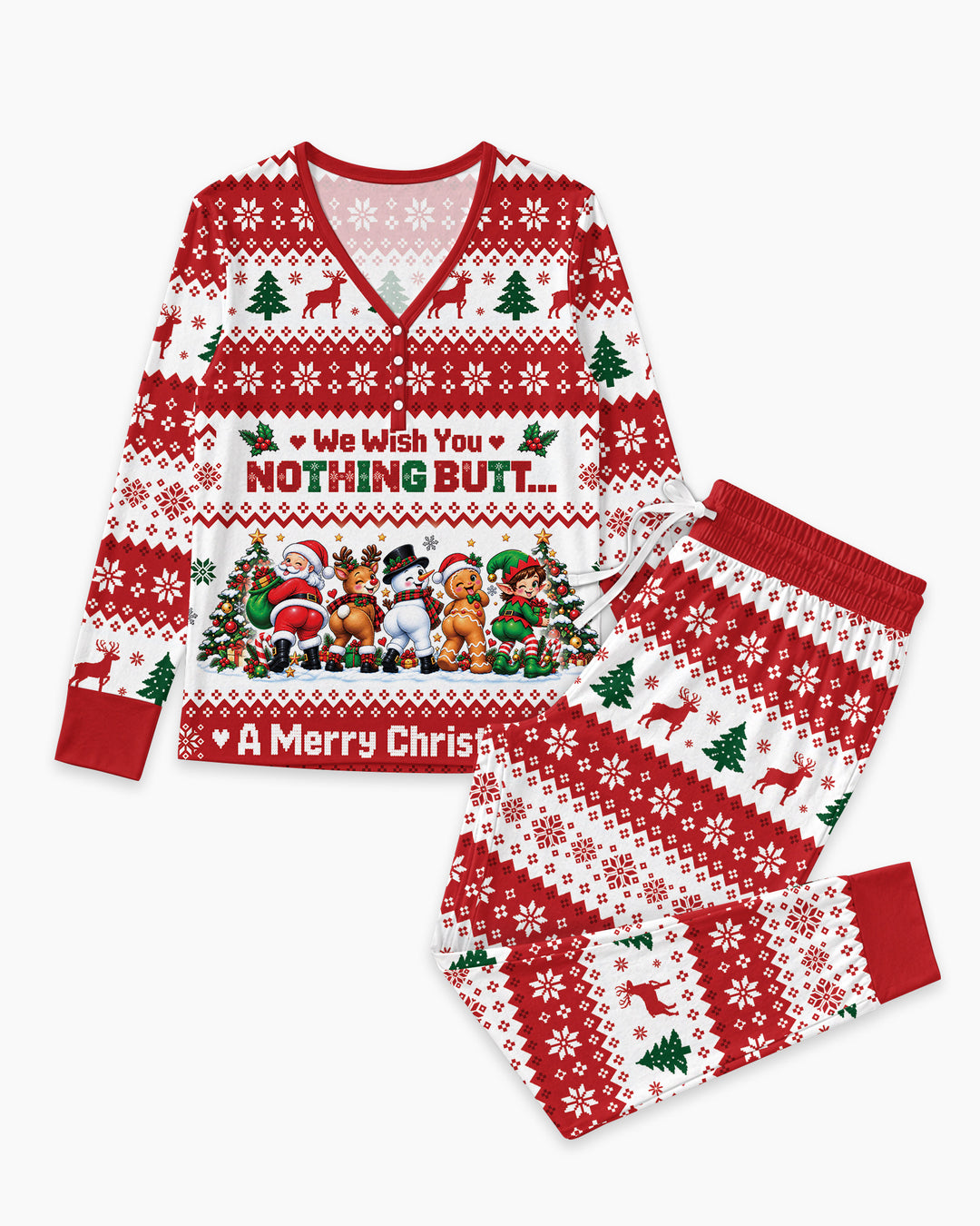 We Wish You Nothing Butt A Merry Christmas Bamboo Women Pajama Set