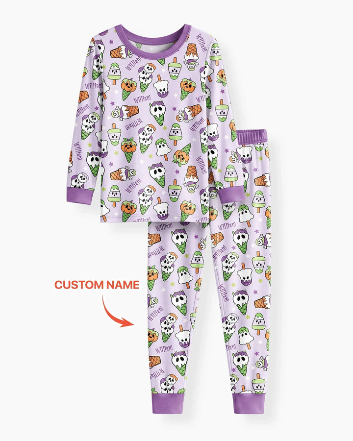 Summerween Ice cream Bamboo Two Piece Long Sleeve Pajama Set