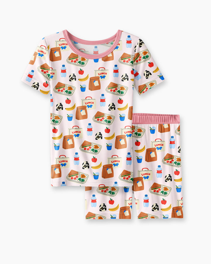 Happy School Lunch Bamboo Two Piece Short Sleeve Shorts Pajama Set