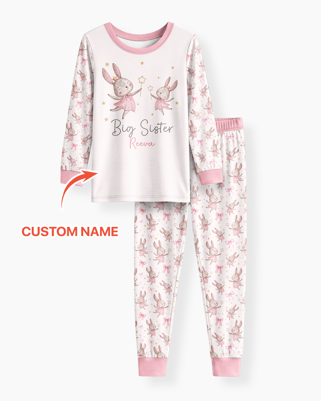 Bunny Wishes Sister Matching Bamboo Two Piece Long Sleeve Pajama Set