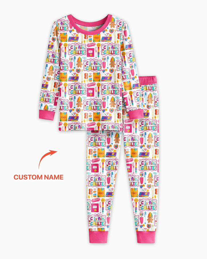 Zweiteiliges Langarm-Pyjama-Set mit Sommerfrüchten