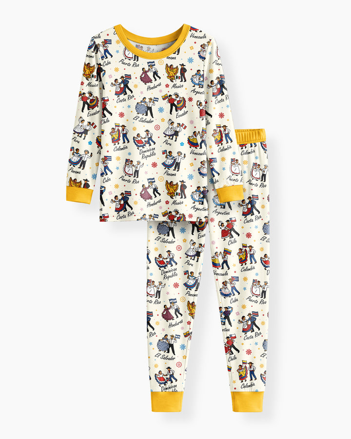 Zweiteiliges Langarm-Pyjama-Set mit Sommerfrüchten