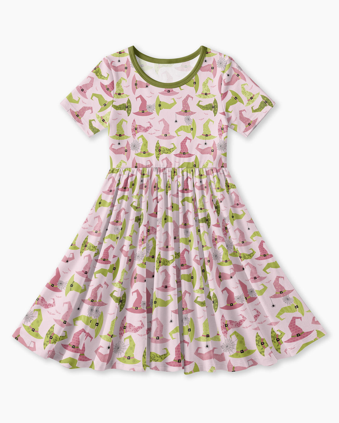 Pink Witch Hat Halloween Bamboo Twirl Dress