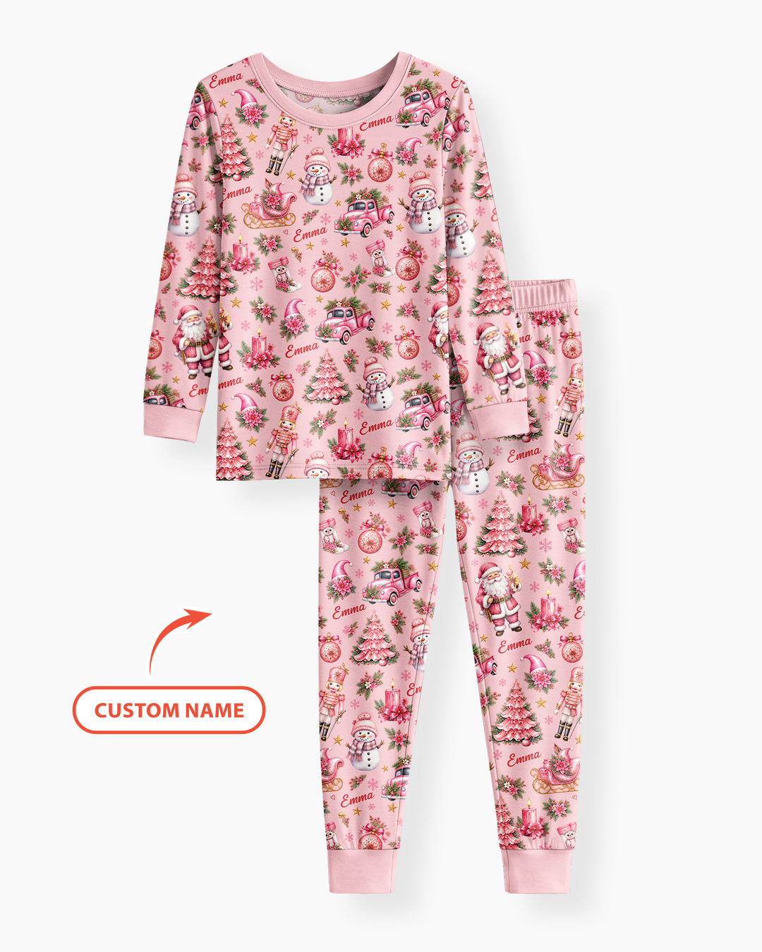 Christmas Tree Pinky Bamboo Two Piece Long Sleeve Pajama Set