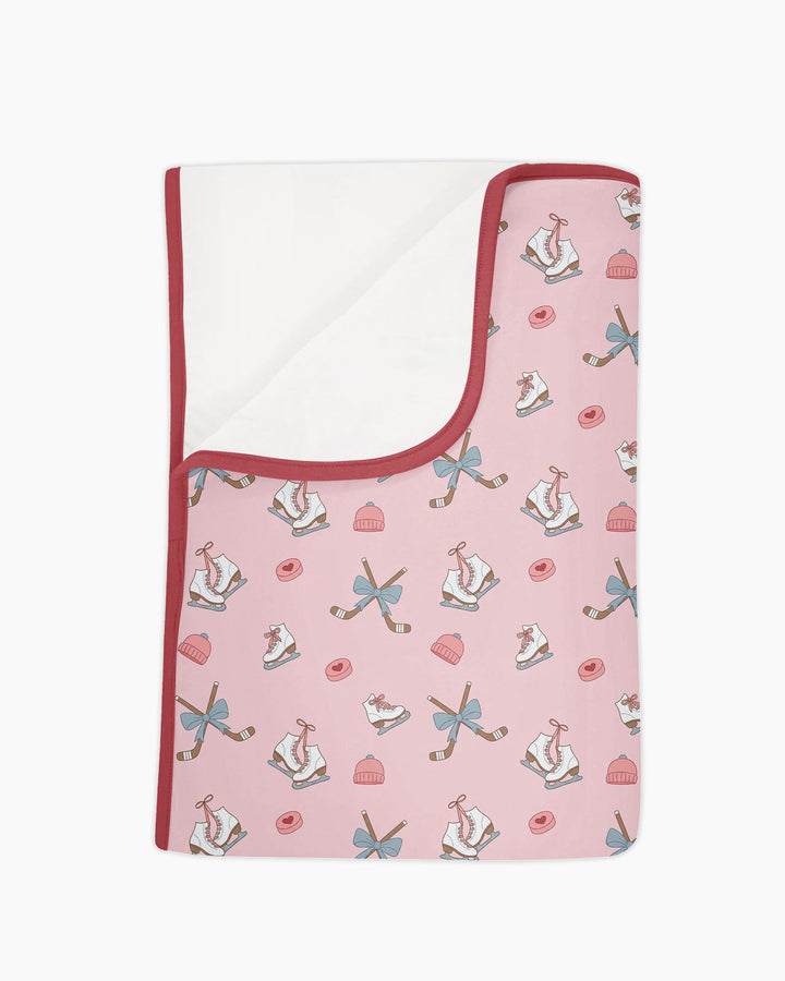 Girly Hockey Pink Bamboo Blanket