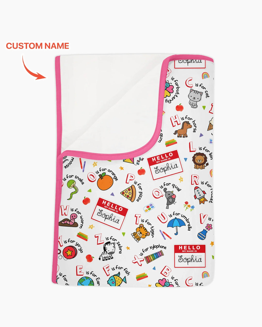 Custom Name Hello School ABCs Bamboo Blanket