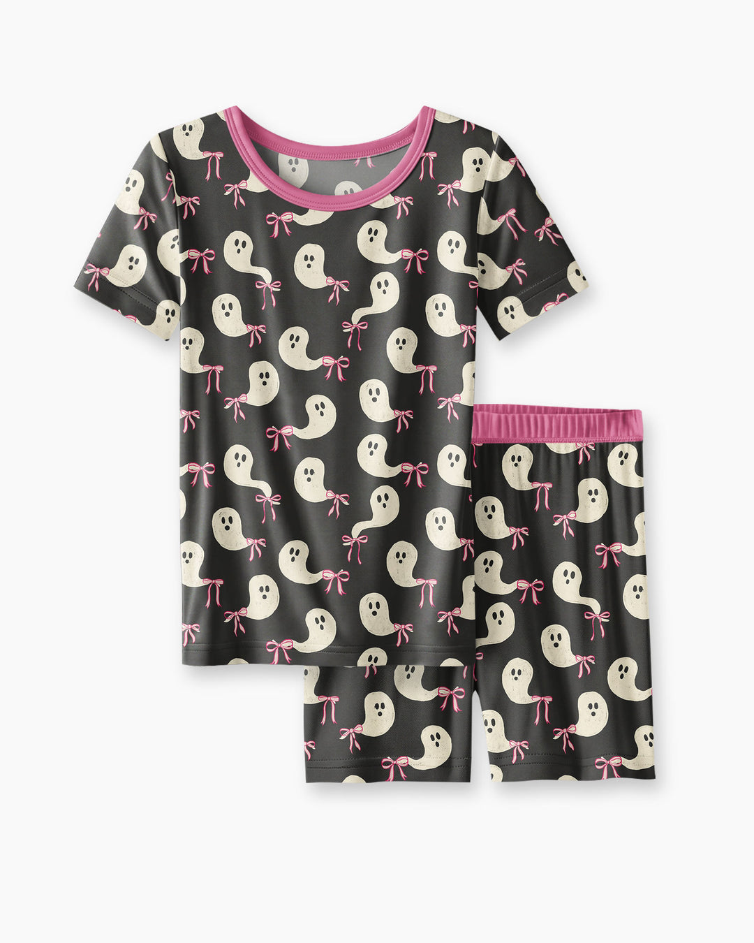 Little Ghosts Zweiteiliger Schlafanzug aus Bambus mit kurzen Ärmeln und Shorts für Halloween