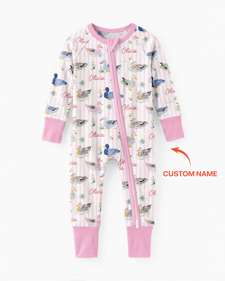 Whimsical Duck Custom Name Bamboo Convertible Zippy
