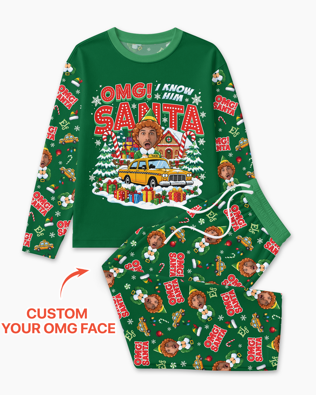 Custom Image OMG Santa Bamboo Men's Pajama Set