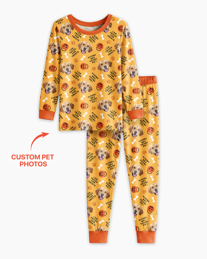 Custom Pet Photo Tricks for Treats  Bamboo Two Piece Long Sleeve Pajama Set