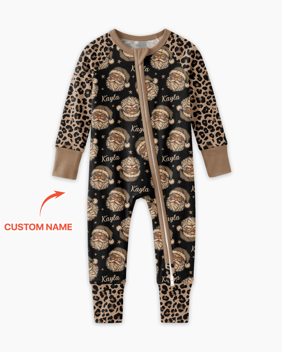 Custom Name Vintage Leopard Santa Bamboo Convertible Zippy
